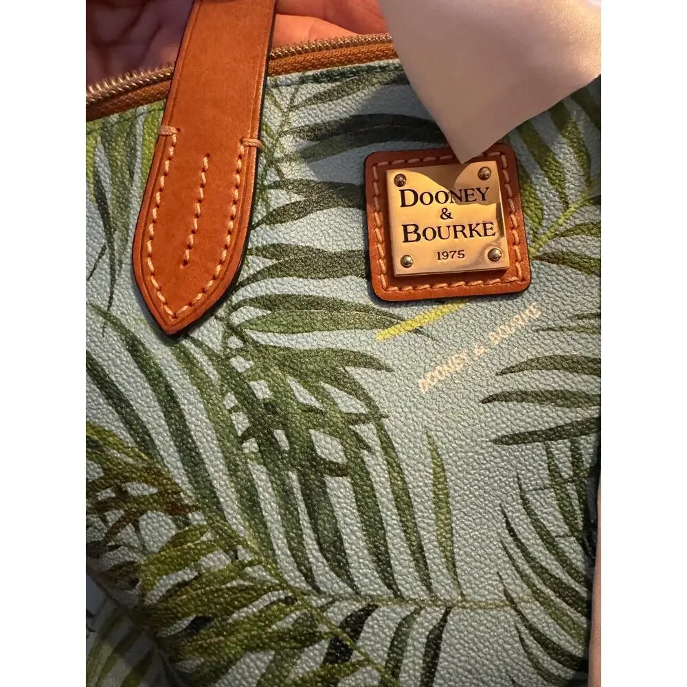 Dooney & Bourke Tropical Fern Satchel Handbag Sky Blue Green (11.5x9x6 inches)
